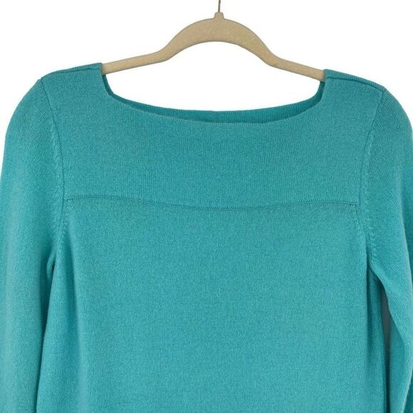 Peck & Peck 100% Pure Cashmere Boatneck Sweater Blue Medium - Picture 3 of 6